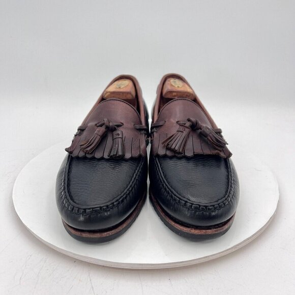 Allen Edmonds Nashua Men Size 9.5D Black Brown Leather Tassel Loafer Dress Shoes - Picture 3 of 14